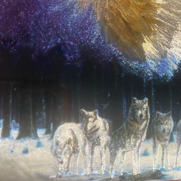 Vintage Howling Wolf Art Print On Wood Plaque Shiny Mystical Wall Cabin Decor - Picture 5 of 9